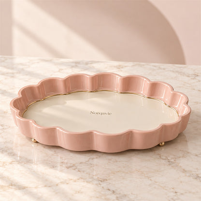 Norqavie Pink Scalloped Oval Display Tray - main product view