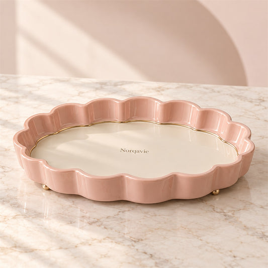 Norqavie Pink Scalloped Oval Display Tray - main product view