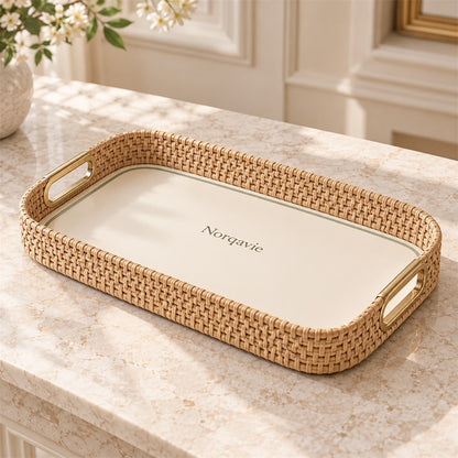 Norqavie Woven-Style Rectangular Serving Tray - main product view